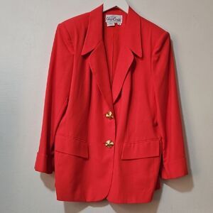 Oleg Cassini Vibrant Red Blazer with Gold Buttons